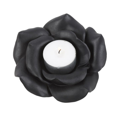 SLIGHTLY DAMAGED STOCK Black Rose Resin Tealight Candle Holder