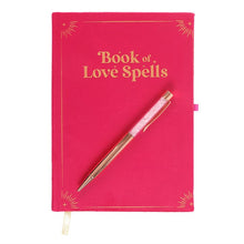 Load image into Gallery viewer, Book of Love Spells Journal with Rose Quartz Crystal Pen