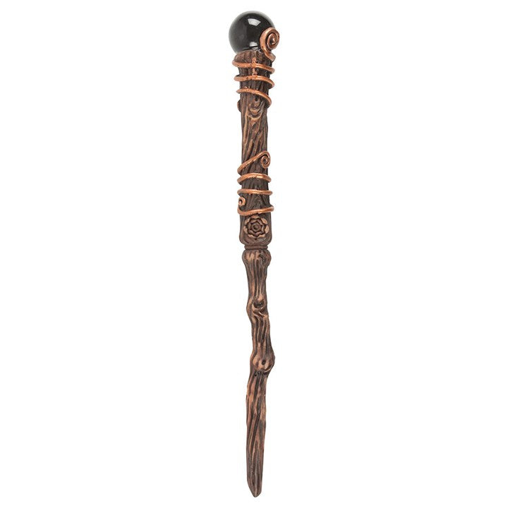 Protection Black Obsidian Crystal Wand with Pouch