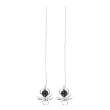 Load image into Gallery viewer, Black Obsidian Spider Threader Earrings