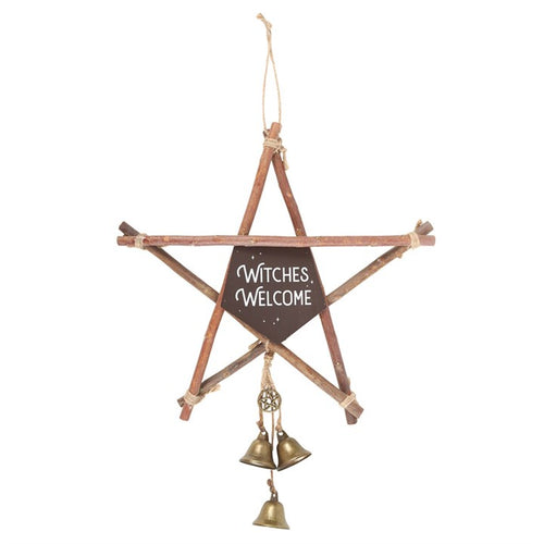 Witches Welcome Willow Pentagram Sign with Bells