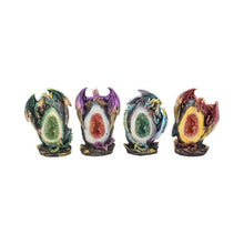 Load image into Gallery viewer, Geode Keepers set of 4 Light-Up Dragon Crystal Figurines