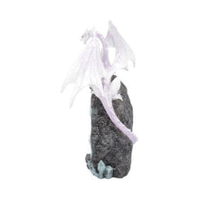 Load image into Gallery viewer, Glacial Custodian Fantasy White Dragon Sitting On A Geode