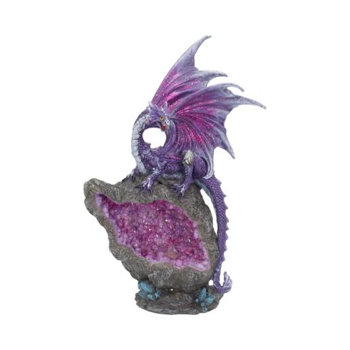 Amethyst Custodian Fantasy Purple Dragon Sitting On A Geode