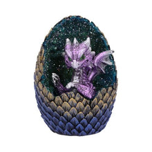 Load image into Gallery viewer, Purple Geode Home Glittering Hatchling and Egg Figurine