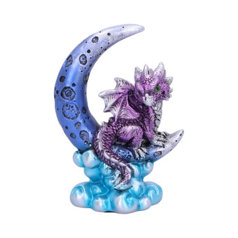 Metallic Purple Crescent Creature Moon Dragon Figurine