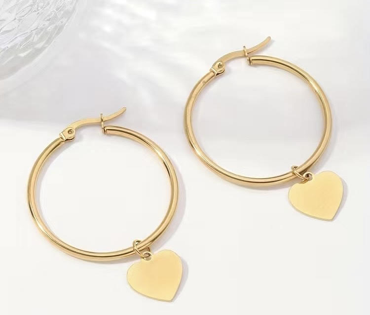 Large Hoop Heart Earrings