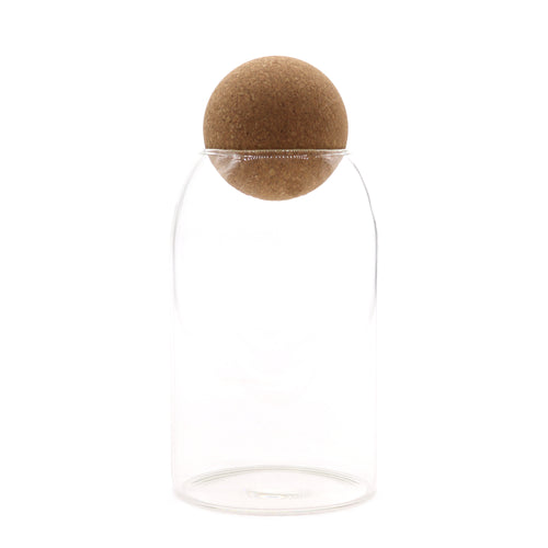 Clear Cottage Cork Ball Glass Jar 15cm