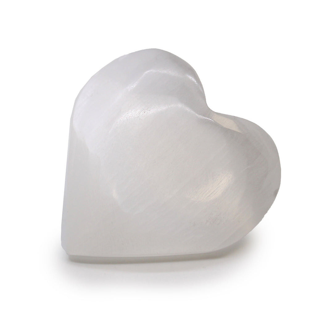 Medium White Selenite Heart