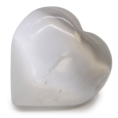 Large White Selenite Heart