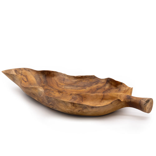 Large Leaf Shaped Teakwood Fruit Bowl