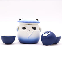 Load image into Gallery viewer, Blue Panda Teapot Set &amp; Three Cups