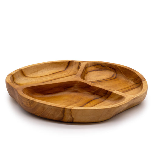 Smooth Teakwood Three Sections Fruit Bowl