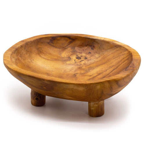 Smooth Teakwood Fruit Bowl on Legs