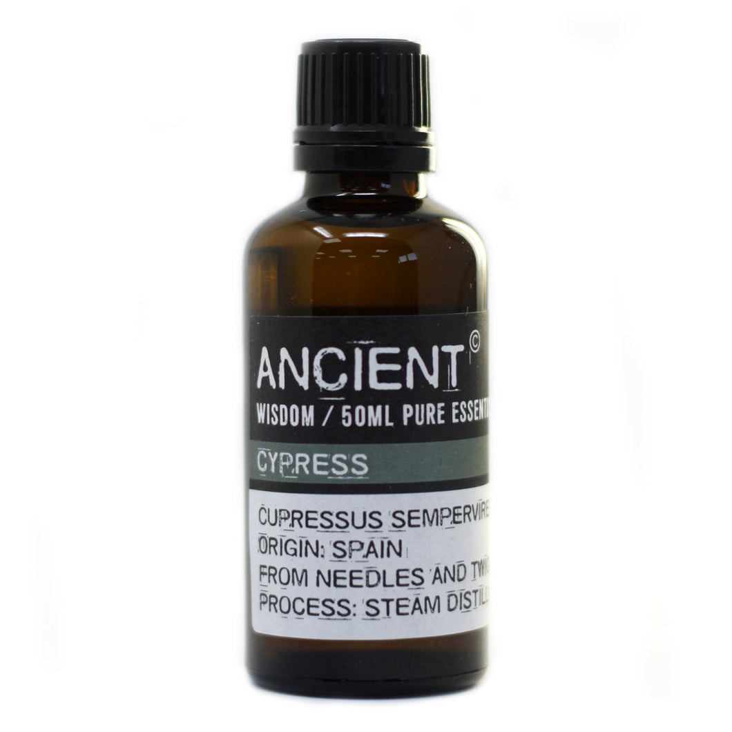 Cypress Essential Oil is extracted by steam distillation from the Italian or Mediterranean cypress. Cypress essential oil is said to calm strong emotions like anger and is therefore useful to have during major changes in one's life. 