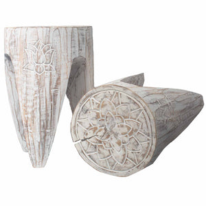 Whitewash Tribal Table & Stool Set