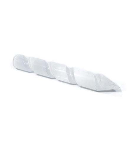 Selenite Twisted Wand 16cm