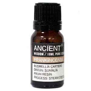 Frankincense Pure Essential Oil is the most popular in aromatherapy for its calming properties. It is said to help heal wounds and prevent scars. It is used to tone the face, remove wrinkles, and avoid stretch marks in cosmetic products.   This oil has been used to ease anxiety, stress, asthma, bronchitis, laryngitis, and bad coughs. It is a general tonic to the uterus, has a calming effect during labour, and helps ease heavy menstruation. It is most useful during meditation. Avoid during pregnancy.